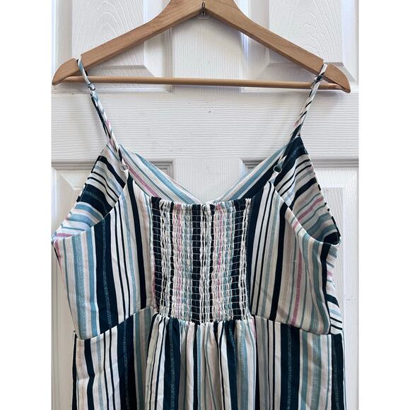 Xhiliration Striped Sleeveless Keyhole Front Cropped Jumpsuit Junior Size XL - Picture 8 of 14